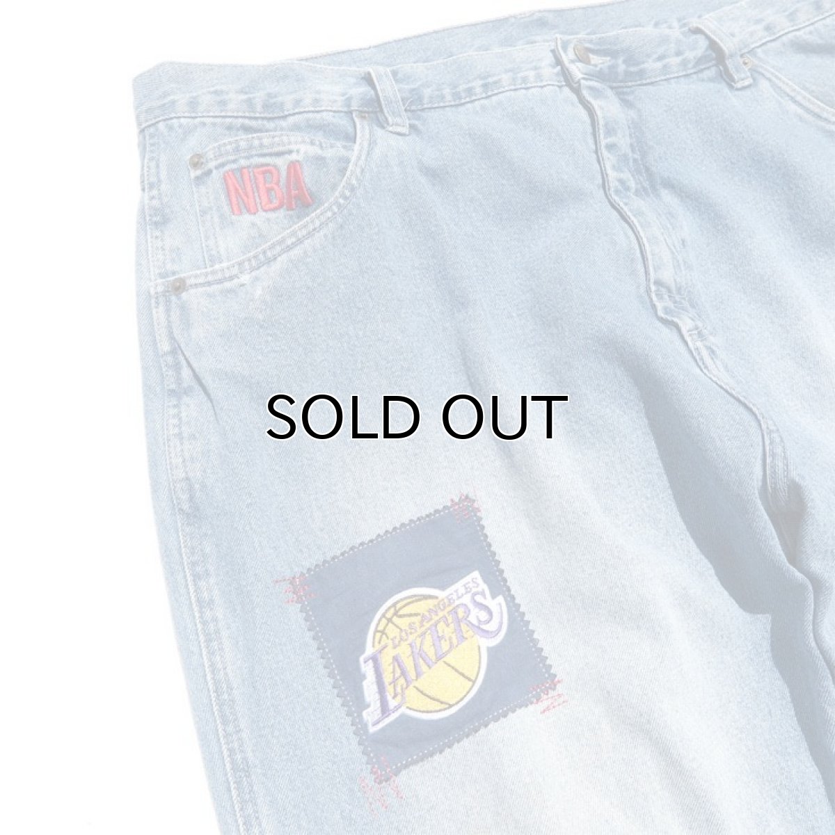画像7: 1990's "unk" -NBA- Logo Patch Baggy Denim Pants BLUE DENIM size  W43INCH (7)