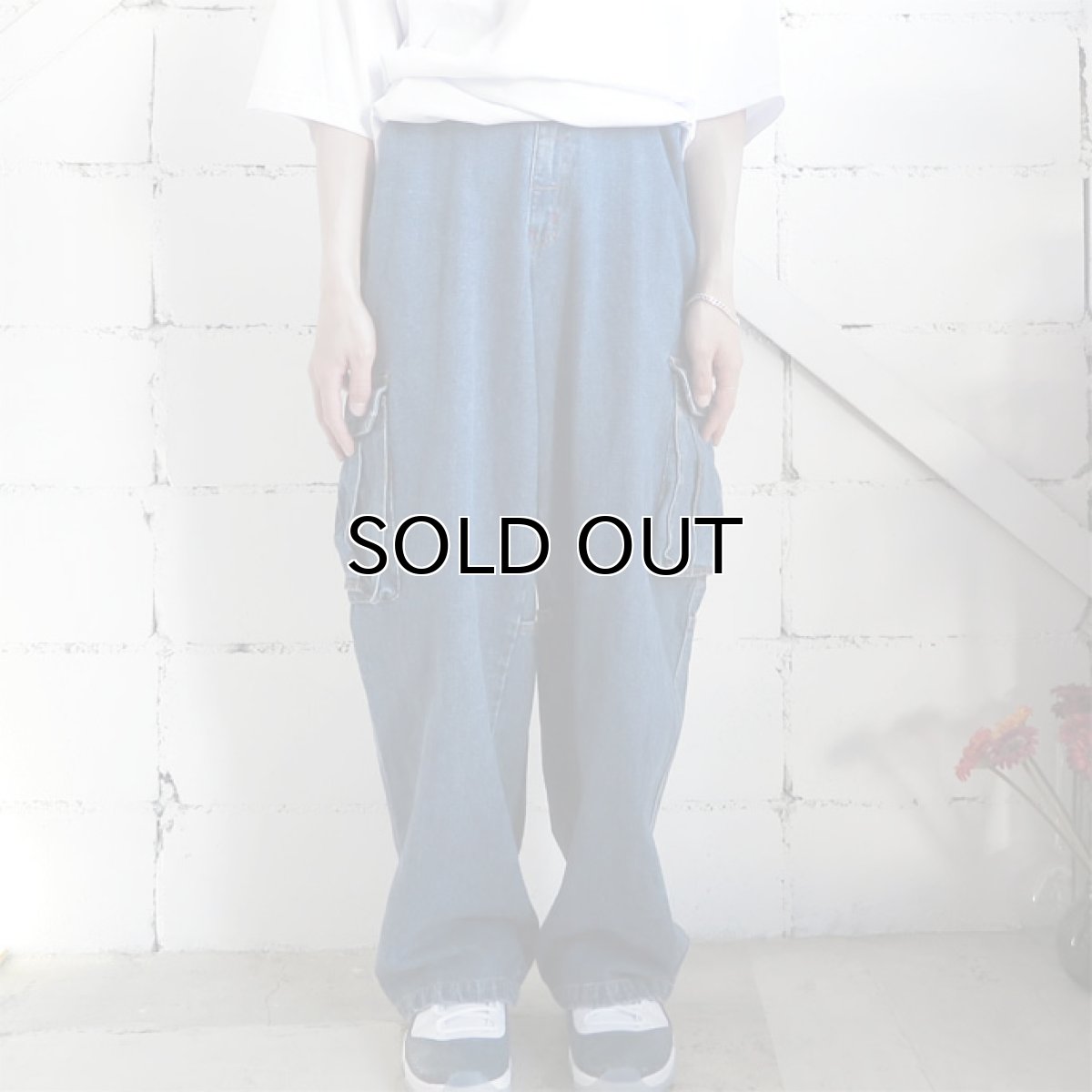 画像2: 1990's~ "TOMMY SPORTS" Baggy Fit Cargo Pants　BLUE DENIM　size W38INCH (2)