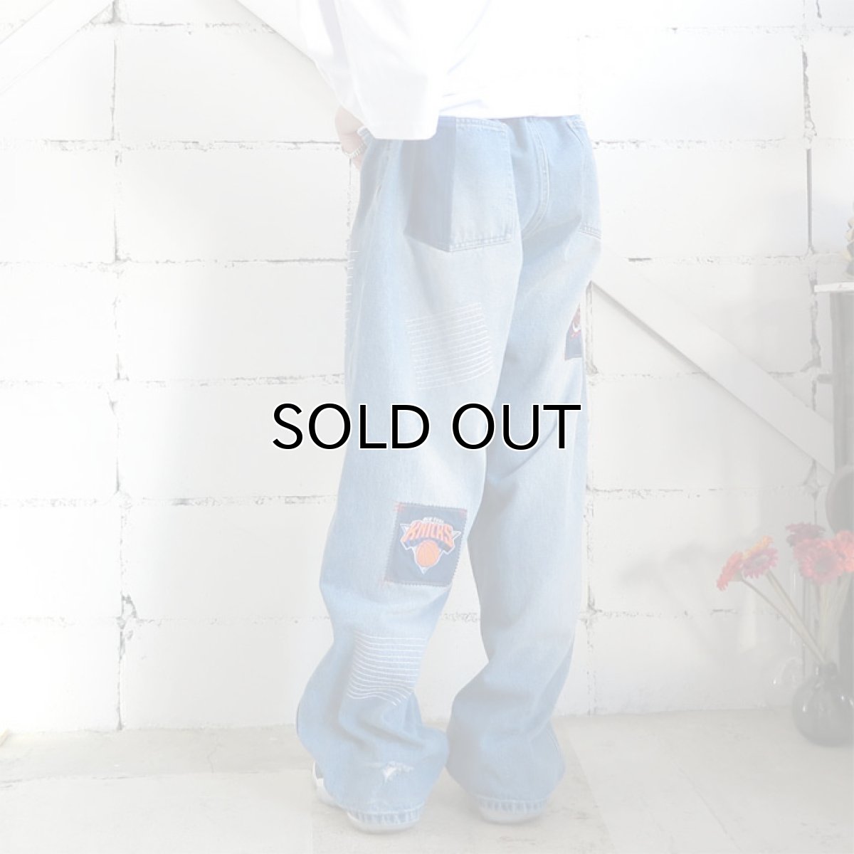 画像3: 1990's "unk" -NBA- Logo Patch Baggy Denim Pants BLUE DENIM size  W43INCH (3)