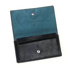 画像4: "JUTTA NEUMANN" Calf Hair Leather Wallet "Waiter's Wallet" -長財布-　color BLACK / TURQUOISE BLUE (4)