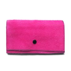 画像1: "JUTTA NEUMANN" Calf Hair Leather Wallet "Waiter's Wallet" -長財布-　color PINK / LIME YELLOW (1)