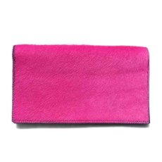 画像2: "JUTTA NEUMANN" Calf Hair Leather Wallet "Waiter's Wallet" -長財布-　color PINK / LIME YELLOW (2)