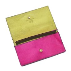 画像4: "JUTTA NEUMANN" Calf Hair Leather Wallet "Waiter's Wallet" -長財布-　color PINK / LIME YELLOW (4)