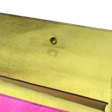 画像7: "JUTTA NEUMANN" Calf Hair Leather Wallet "Waiter's Wallet" -長財布-　color PINK / LIME YELLOW (7)