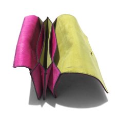 画像5: "JUTTA NEUMANN" Calf Hair Leather Wallet "Waiter's Wallet" -長財布-　color PINK / LIME YELLOW (5)