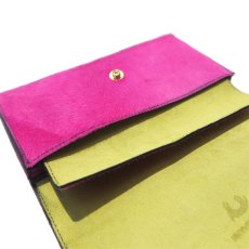 画像6: "JUTTA NEUMANN" Calf Hair Leather Wallet "Waiter's Wallet" -長財布-　color PINK / LIME YELLOW (6)