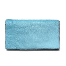画像2: "JUTTA NEUMANN" Calf Hair Leather Wallet "Waiter's Wallet" -長財布-　color DUSTY BLUE / BABY BLUE (2)