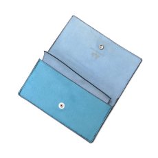 画像4: "JUTTA NEUMANN" Calf Hair Leather Wallet "Waiter's Wallet" -長財布-　color DUSTY BLUE / BABY BLUE (4)