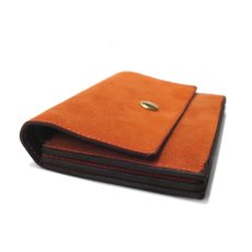 画像3: "JUTTA NEUMANN" Suede Leather Wallet "Waiter's Wallet"  -MEDIUM SIZE-　color ORANGE / BROWN (3)