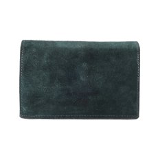 画像2: "JUTTA NEUMANN" Suede Leather Wallet "Waiter's Wallet"  -MEDIUM SIZE-　color HUNTER GREEN / LIME YELLOW (2)