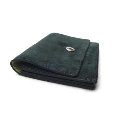 画像3: "JUTTA NEUMANN" Suede Leather Wallet "Waiter's Wallet"  -MEDIUM SIZE-　color HUNTER GREEN / LIME YELLOW (3)