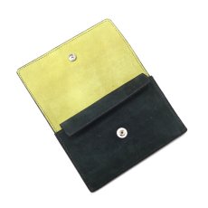 画像4: "JUTTA NEUMANN" Suede Leather Wallet "Waiter's Wallet"  -MEDIUM SIZE-　color HUNTER GREEN / LIME YELLOW (4)