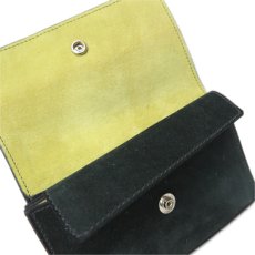 画像7: "JUTTA NEUMANN" Suede Leather Wallet "Waiter's Wallet"  -MEDIUM SIZE-　color HUNTER GREEN / LIME YELLOW (7)