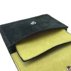 画像6: "JUTTA NEUMANN" Suede Leather Wallet "Waiter's Wallet"  -MEDIUM SIZE-　color HUNTER GREEN / LIME YELLOW (6)