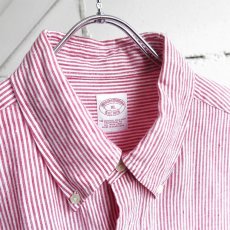 画像3: 1980's "Brooks Brothers" Irish Linen B.D. Shirt　RED STRIPE　size L-XL (3)