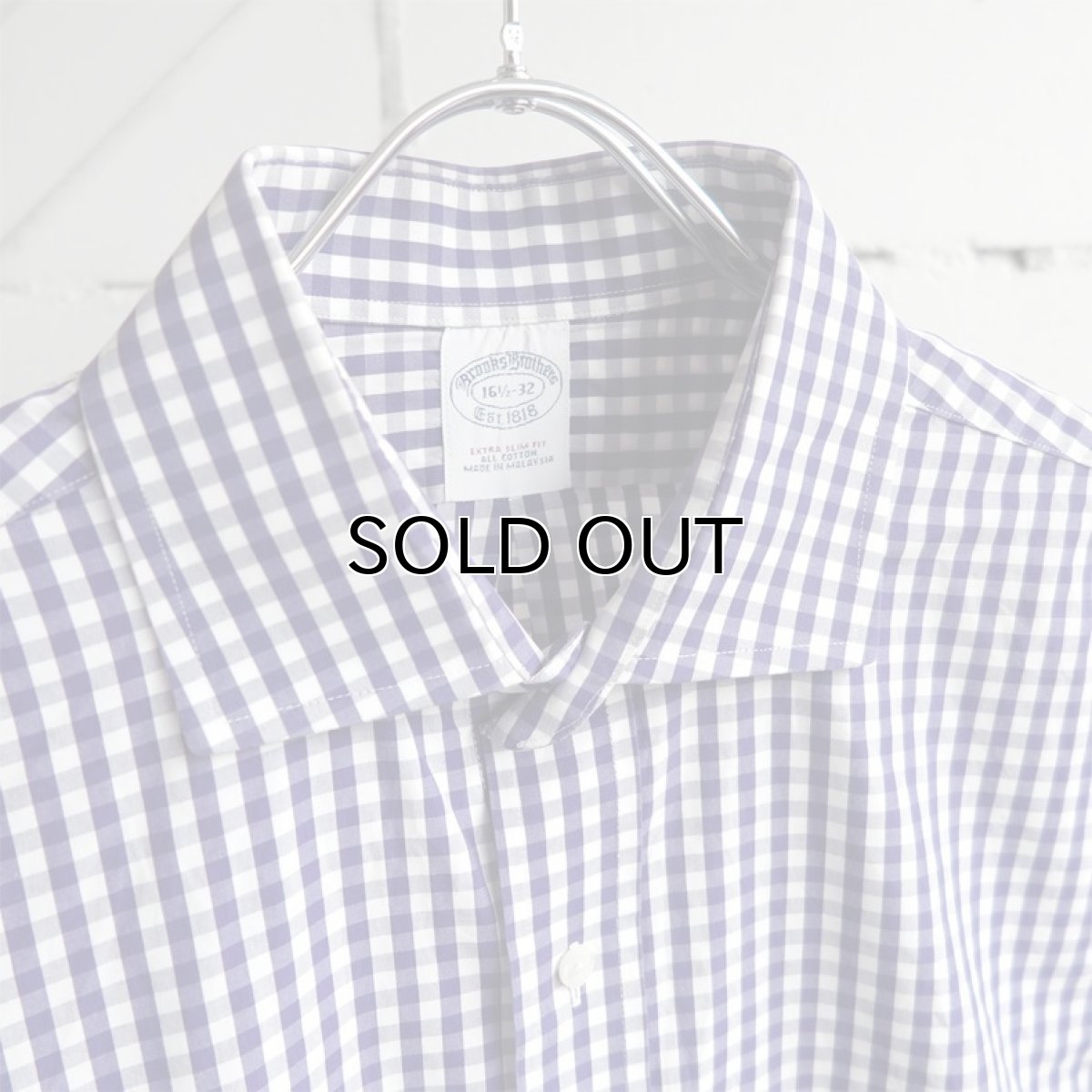 画像3: "Brooks Brothers" Pinpoint Oxford Wide Collar Shirt PURPLE CHECK size M (3)