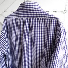 画像4: "Brooks Brothers" Pinpoint Oxford Wide Collar Shirt　PURPLE CHECK　size M (4)