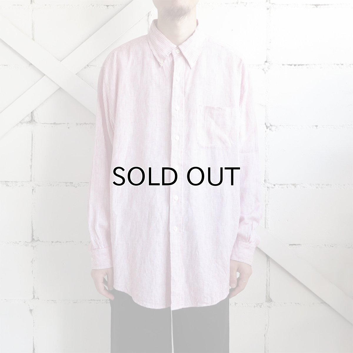 画像7: 1980's "Brooks Brothers" Irish Linen B.D. Shirt　RED STRIPE　size L-XL (7)