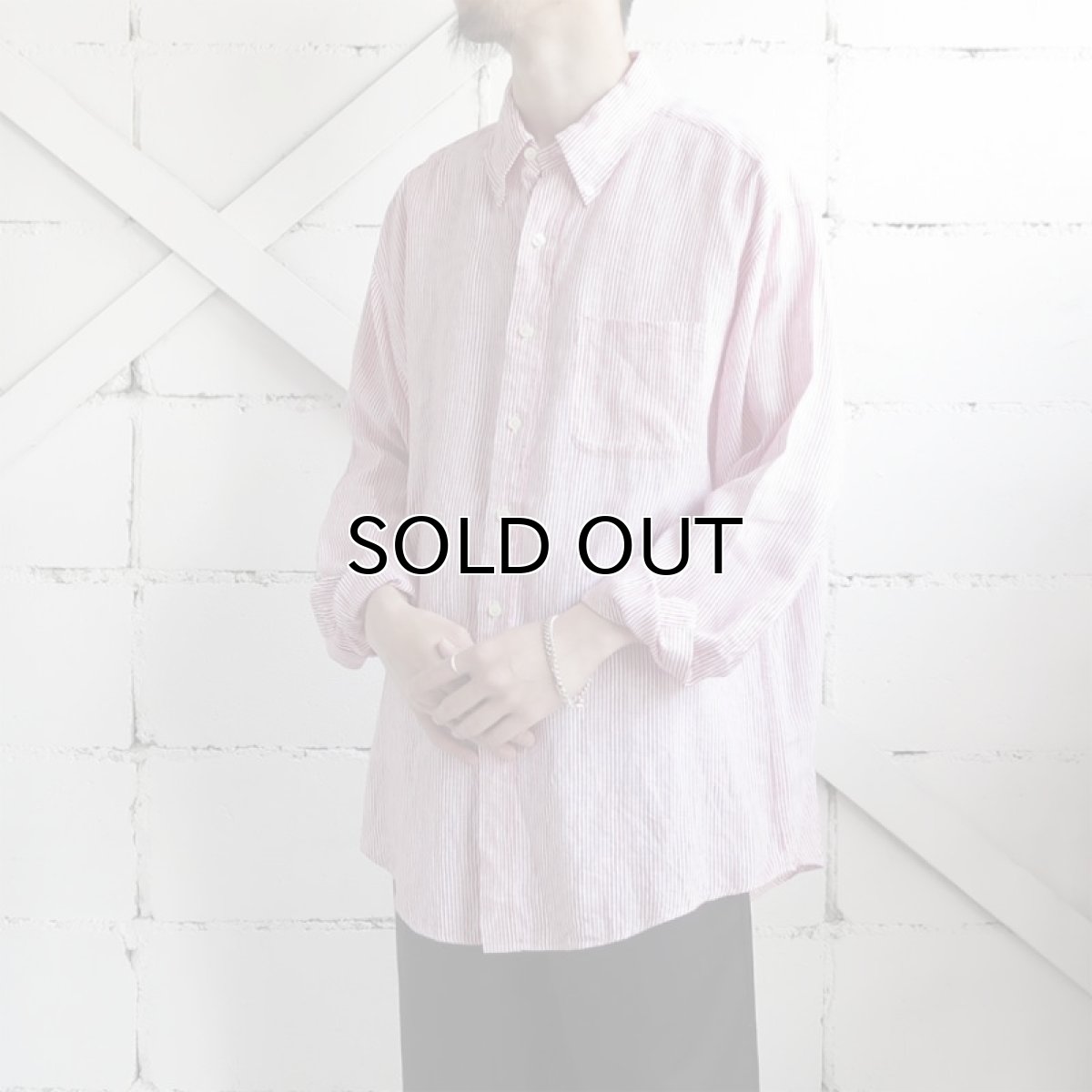 画像2: 1980's "Brooks Brothers" Irish Linen B.D. Shirt　RED STRIPE　size L-XL (2)