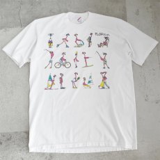 画像1: 1990's "FLORIDA" Flamingo Print T-Shirt　WHITE　size M-L (1)