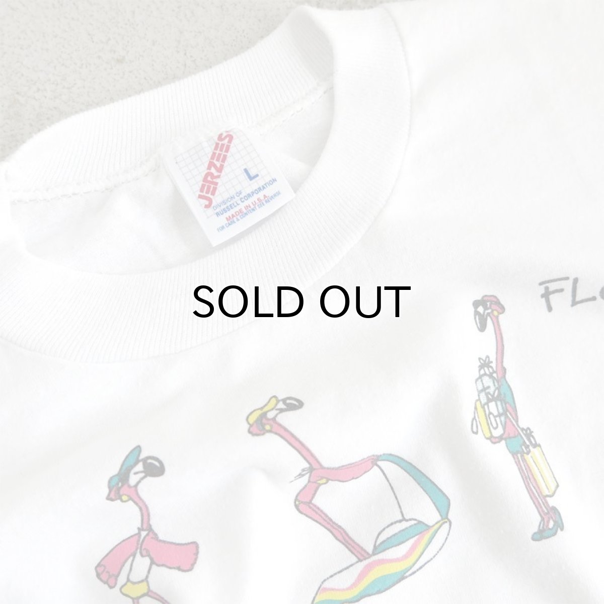 画像3: 1990's "FLORIDA" Flamingo Print T-Shirt　WHITE　size M-L (3)