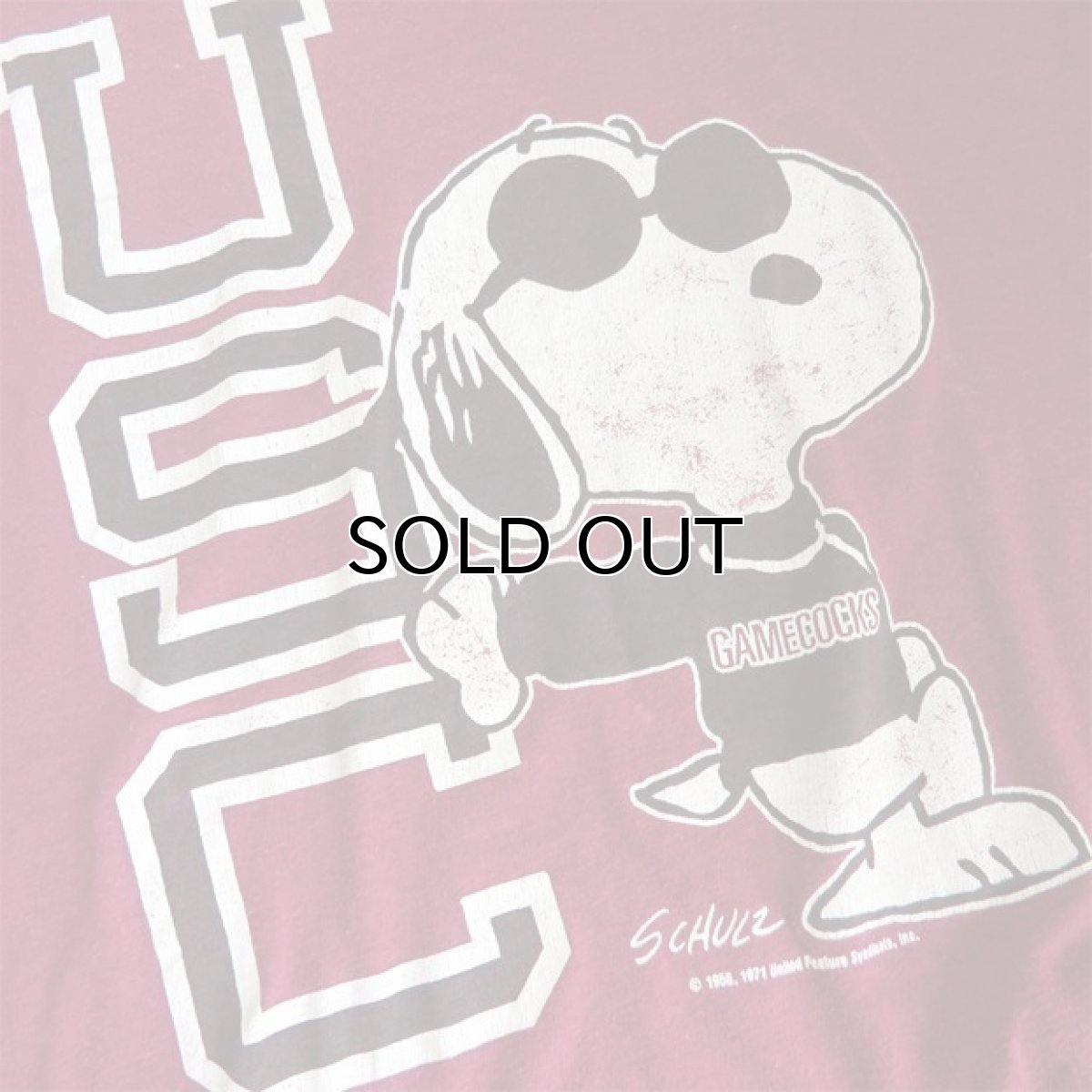 画像4: 1990's "Snoopy" -USC- College  Print T-Shirt BURGUNDY size L (4)