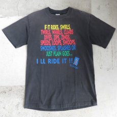 画像1: 1990's "Six Flags" Message Print T-Shirt　BLACK　size M-L (1)