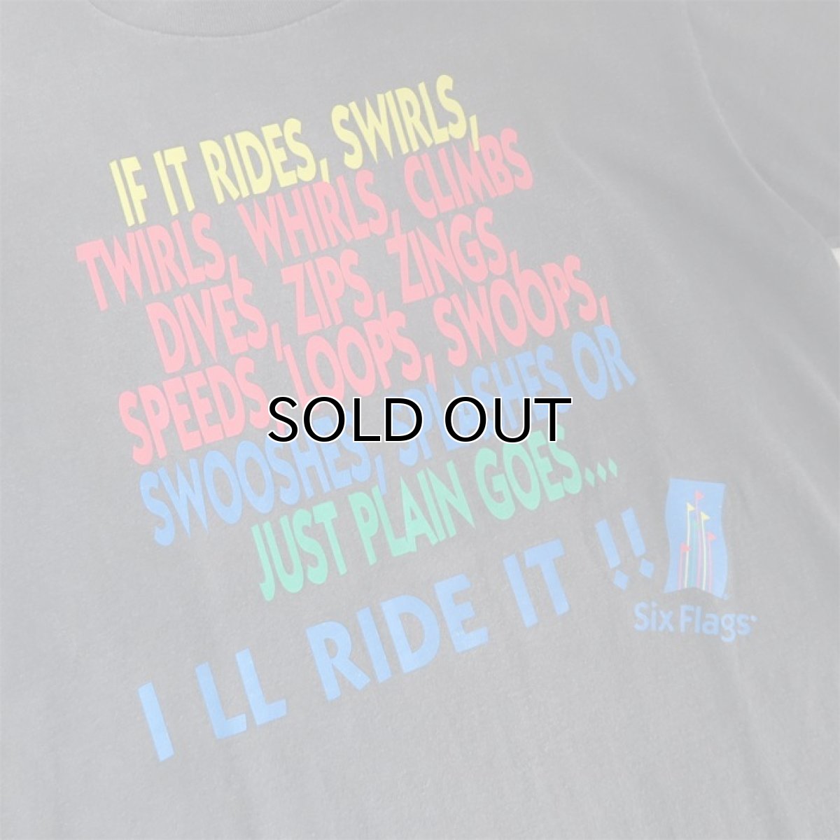 画像4: 1990's "Six Flags" Message Print T-Shirt　BLACK　size M-L (4)