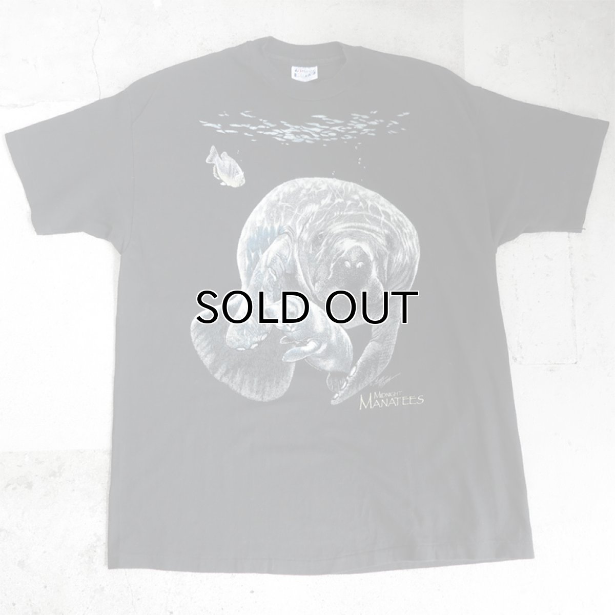 画像1: 1990's "MANATEES" Animal Big Print T-Shirt　BLACK　size XL (1)