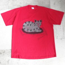 画像1: 1990's "CAT" Animal  Print T-Shirt　RED　size M-L (1)