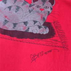 画像4: 1990's "CAT" Animal  Print T-Shirt　RED　size M-L (4)