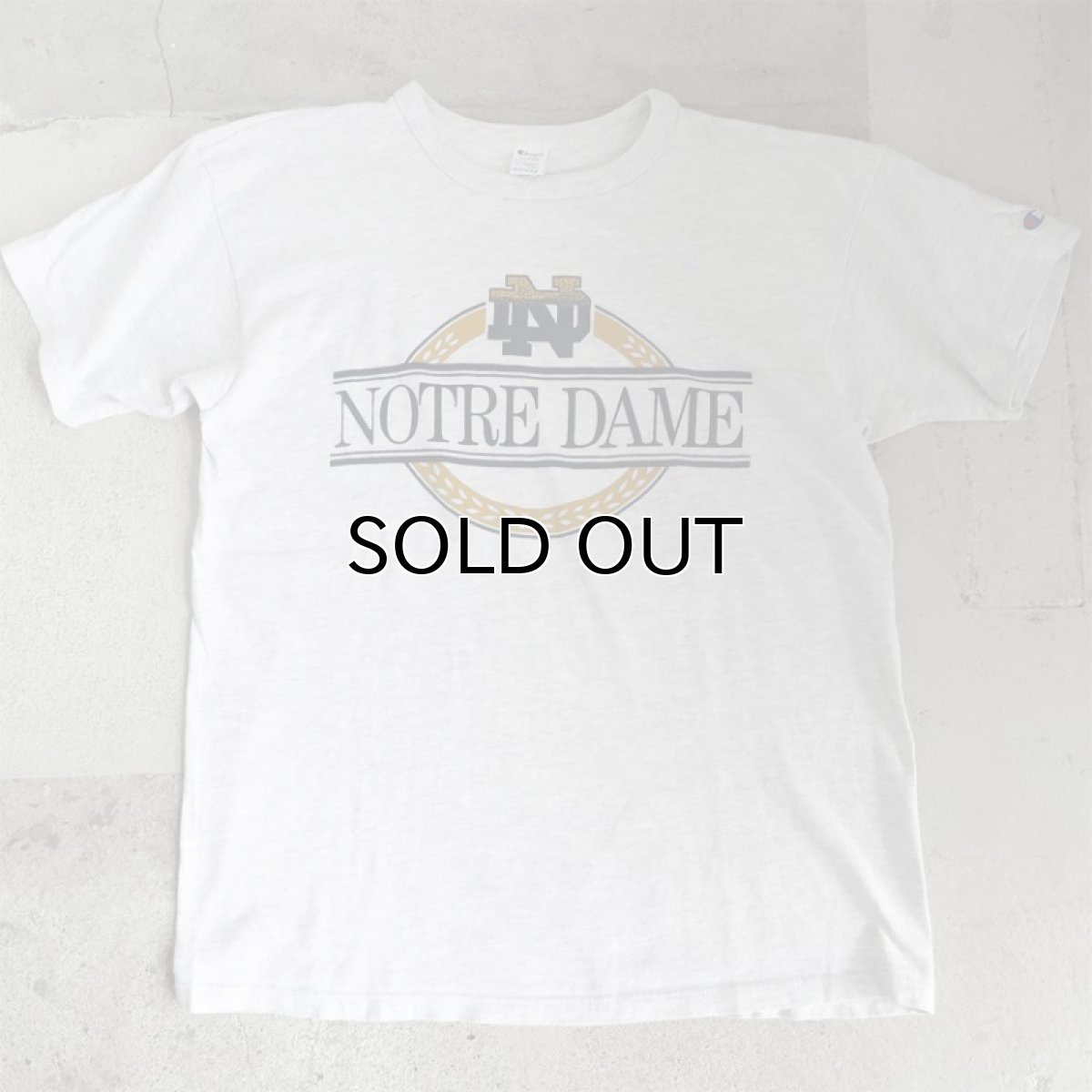 画像1: 1980's "Champion" -NOTRE DAME- College Print T-Shirt　OATMEAL　size M-L (1)