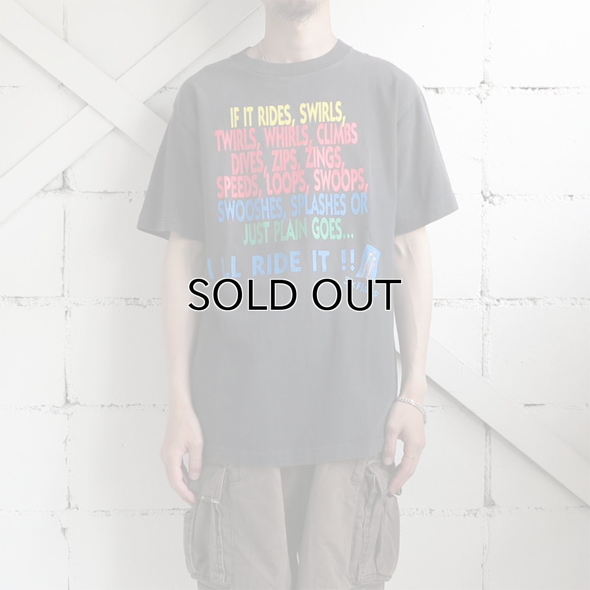 画像2: 1990's "Six Flags" Message Print T-Shirt　BLACK　size M-L (2)