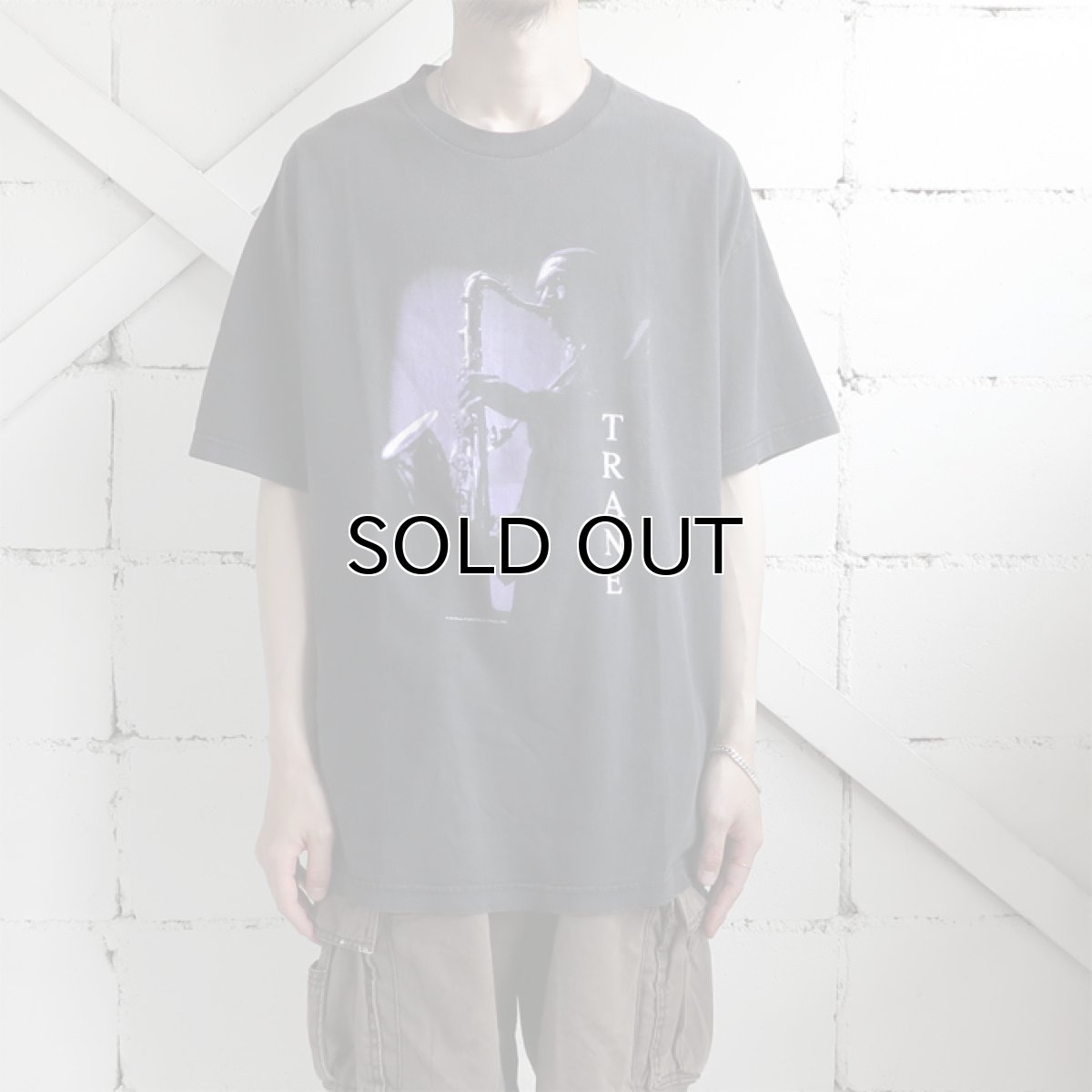 画像2: 1990's "John Coltrane" -Bob Parent- Photo Print T-Shirt　BLACK　size XL (2)