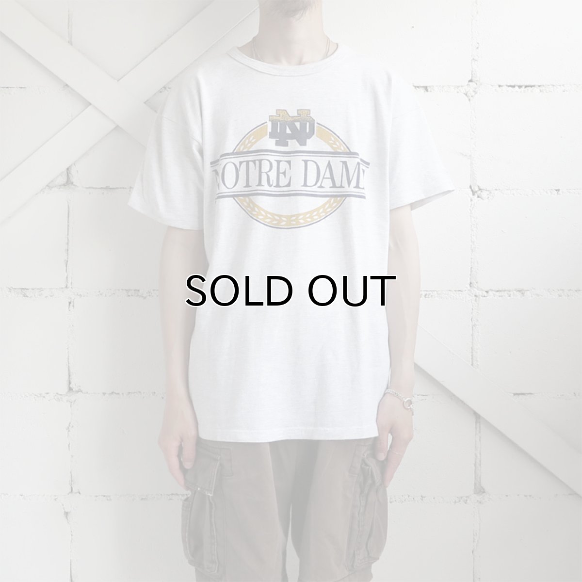 画像2: 1980's "Champion" -NOTRE DAME- College Print T-Shirt　OATMEAL　size M-L (2)