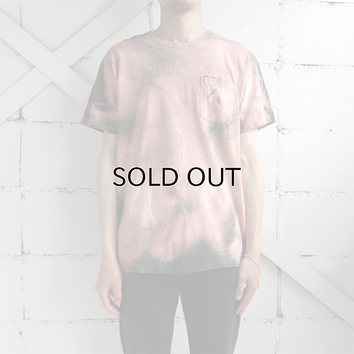 画像2: Old "Polo by Ralph Lauren" Bleached Pocket T-Shirt GREEN size M (2)