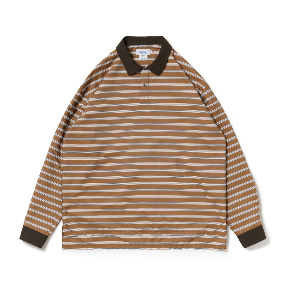 画像2: Riprap "POLO SHAPED SH L/S" -COTTON POPLIN STRIPE-　color BRICK/NAVY (2)