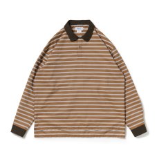 画像2: Riprap "POLO SHAPED SH L/S" -COTTON POPLIN STRIPE-　color BRICK/NAVY (2)