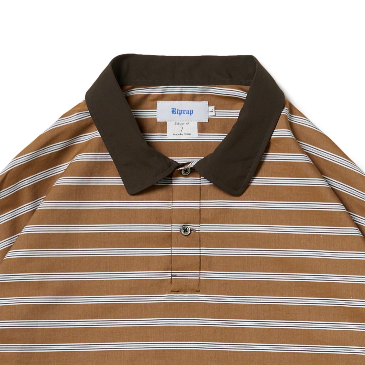 画像4: Riprap "POLO SHAPED SH L/S" -COTTON POPLIN STRIPE-　color BRICK/NAVY (4)