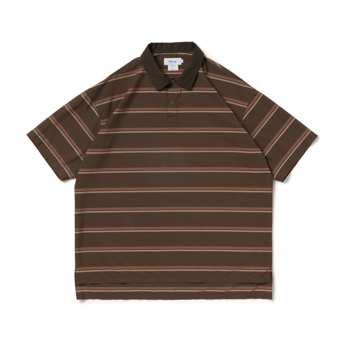 画像2: Riprap "POLO SHAPED SH S/S" -COTTON POPLIN STRIPE-　color DK BROWN/BROWN (2)
