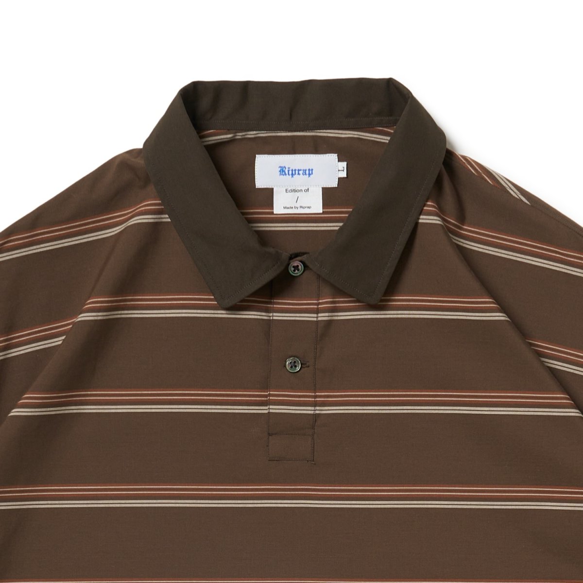 画像4: Riprap "POLO SHAPED SH S/S" -COTTON POPLIN STRIPE-　color DK BROWN/BROWN (4)