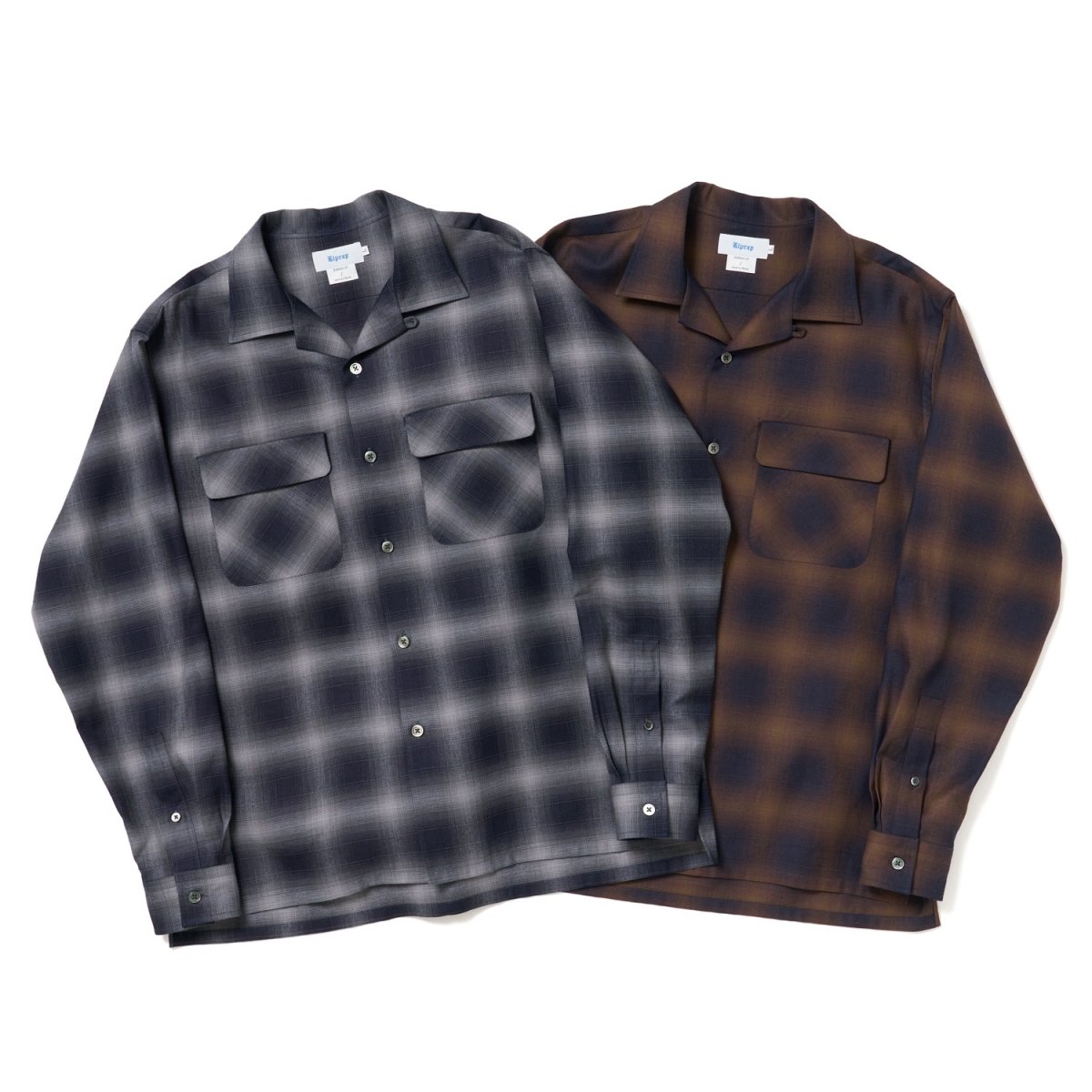 画像2: Riprap "OPEN COLLAR SHIRT" -INDIGO SHADOW PATTERN-　2 COLORS (2)
