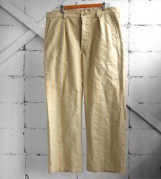 画像1: 1950's French Cotton Moleskin Work Pants　BEIGE STRIPED　waist 37 inch (1)