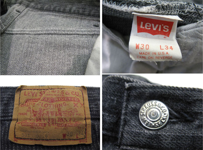 's "Levi's  Chemical Wash Stripe Denim Pants　Black Denim　size w   inch 表記  x