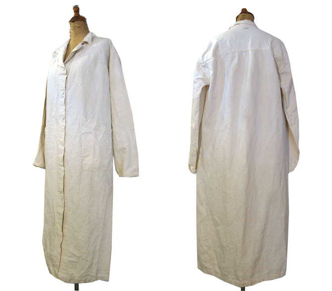 1950's French Military Linen Hospital Coat　Dead Stock one-washed　Natural　 size XS