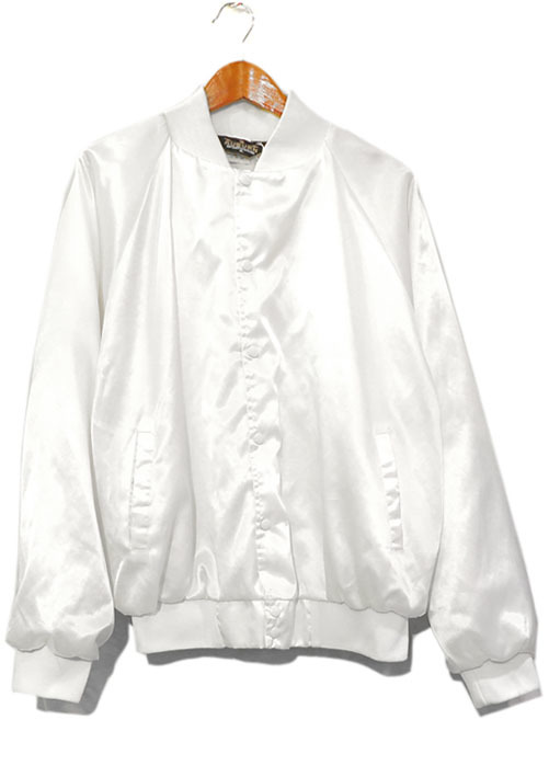 画像1: 1990's AUBURN Nylon Satin Snap Up Jacket -DEAD STOCK-　WHITE　size XL, 3XL (1)