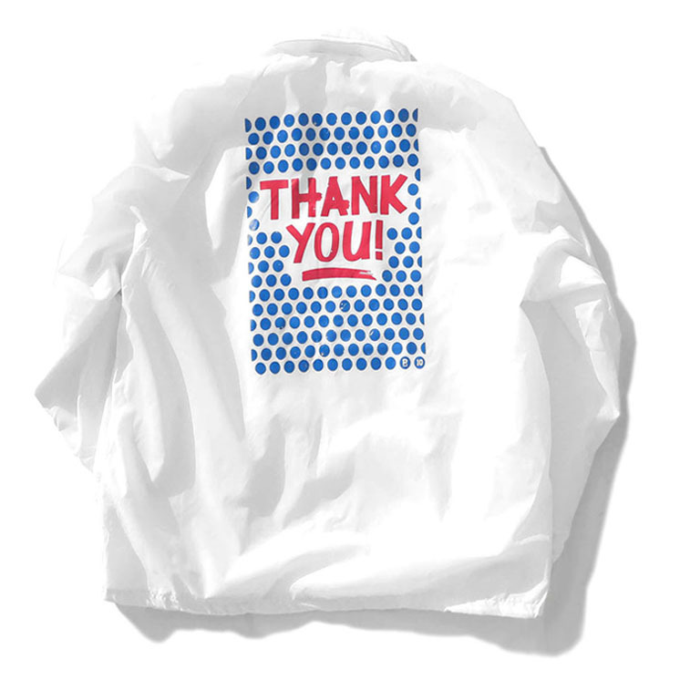 画像1: the poem "THANK YOU" Back Print Coach Jacket　WHITE　size 2XL (1)