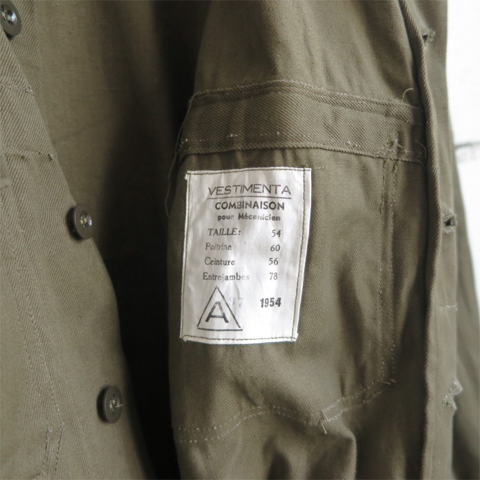 Beukende zelfmoord zoete smaak 1950年代 フランス軍 コットンツイル オールインワン -デッドストック- オリーブ サイズ L-XL