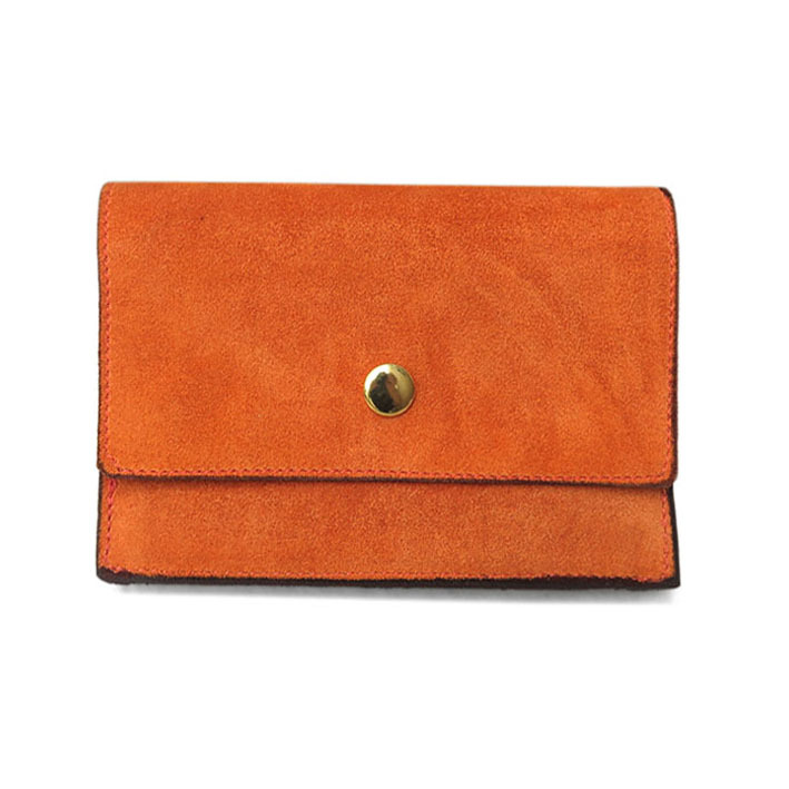 画像1: "JUTTA NEUMANN" Suede Leather Wallet "Waiter's Wallet"  -MEDIUM SIZE-　color ORANGE / BROWN (1)